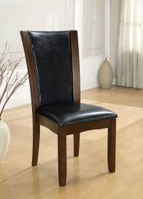 Style Comfort Contemporary 2pcs Side Chairs Dark Cherry Brown Leatherette Cushion Seat Kitchen Dining Room Furniture