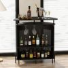 4-Tier Liquor Bar Table with 3 Glass Holders and Storage Shelves